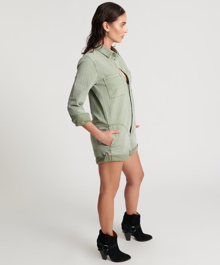 ONE TEASPOON Womens Khaki Logo Jacquard Prophecy Jumpsuit - Khaki, WOMENS JUMPSUITS & OVERALLS, OneTeaspoon, Elwood 101