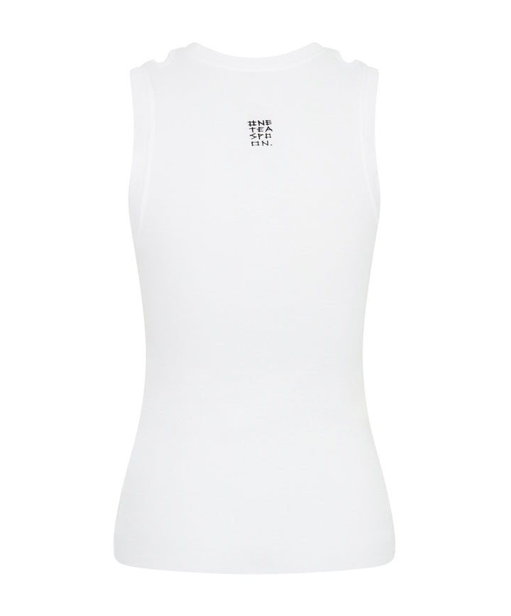ONE TEASPOON Womens OTS Cut Through Fine Ribbed Tank Top - White, WOMENS TEES & TANKS, OneTeaspoon, Elwood 101