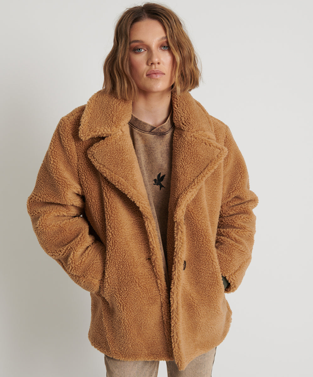 Tan teddy shop coat womens