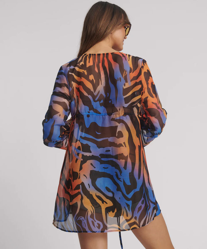 ONE TEASPOON Womens Tropical Chiffon Beach Cover Up Tie Top - Multi, WOMENS TOPS & SHIRTS, OneTeaspoon, Elwood 101