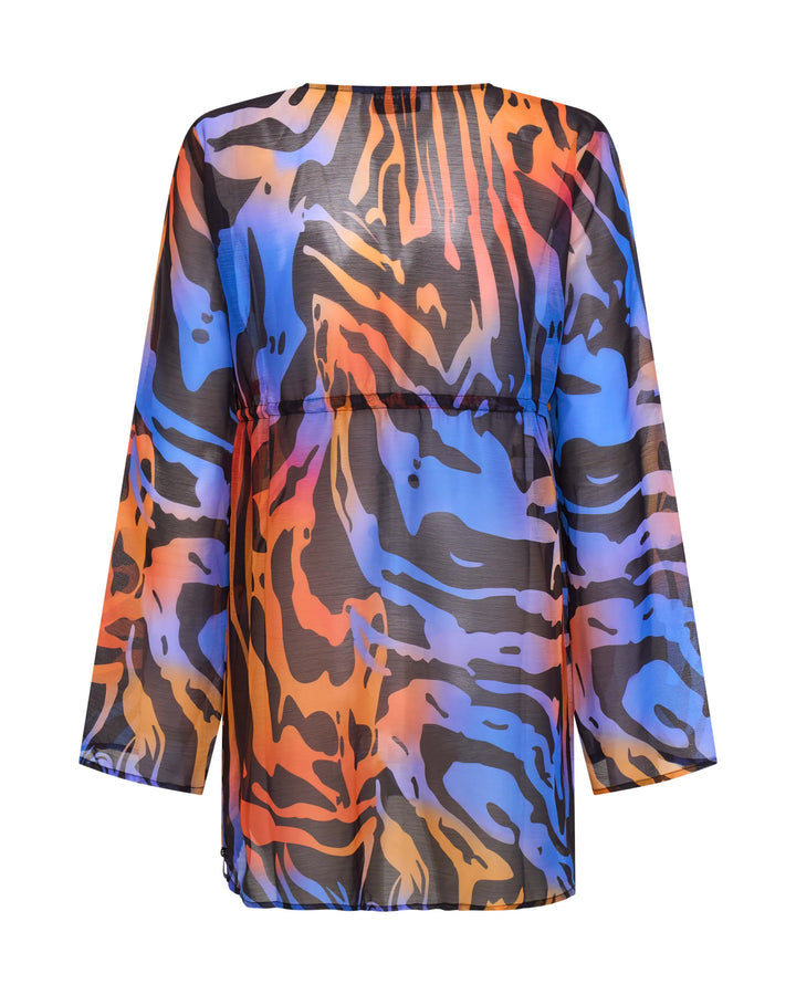 ONE TEASPOON Womens Tropical Chiffon Beach Cover Up Tie Top - Multi, WOMENS TOPS & SHIRTS, OneTeaspoon, Elwood 101