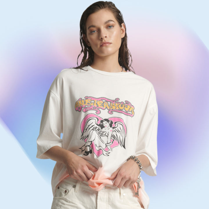 ONE TEASPOON Womens Angel Dip Dye Kobe Tee - Cream, WOMENS TEES & TANKS, OneTeaspoon, Elwood 101