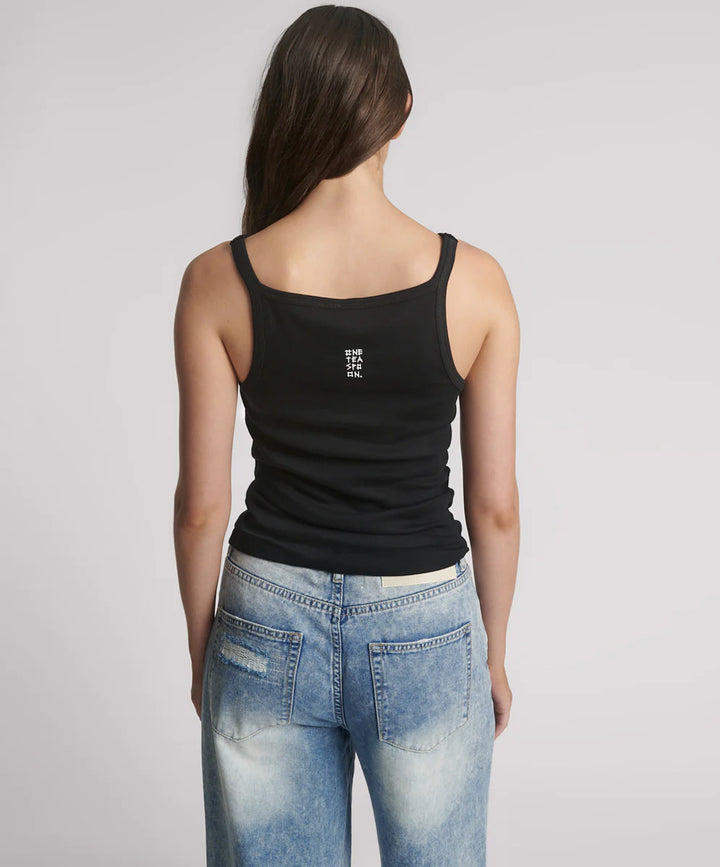 ONE TEASPOON Womens Black One Teaspoon Fine Rib Singlet - Black, WOMENS TEES & TANKS, OneTeaspoon, Elwood 101