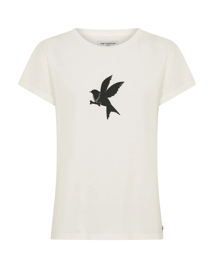 ONE TEASPOON Womens Classic Bird Tee in White