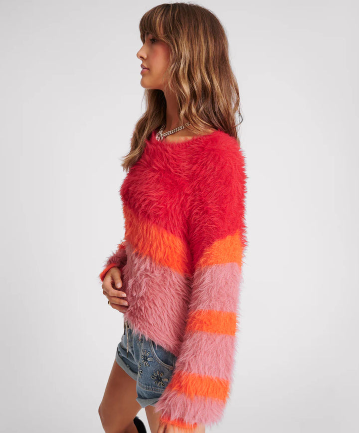 ONE TEASPOON Womens Fluffy Colour Block Sweater - Sunset, WOMENS KNITS & SWEATERS, OneTeaspoon, Elwood 101