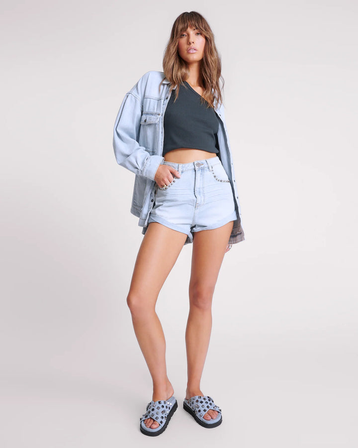ONE TEASPOON Womens Hustler Studded Bandit High Waist Denim Shorts - Hustler, WOMENS SHORTS, OneTeaspoon, Elwood 101