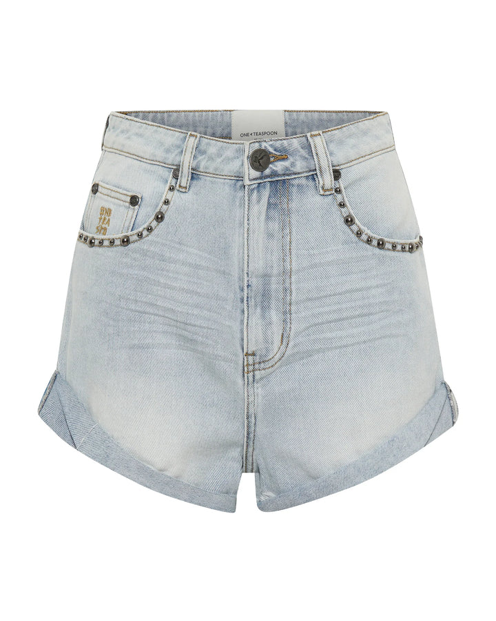 ONE TEASPOON Womens Hustler Studded Bandit High Waist Denim Shorts - Hustler, WOMENS SHORTS, OneTeaspoon, Elwood 101