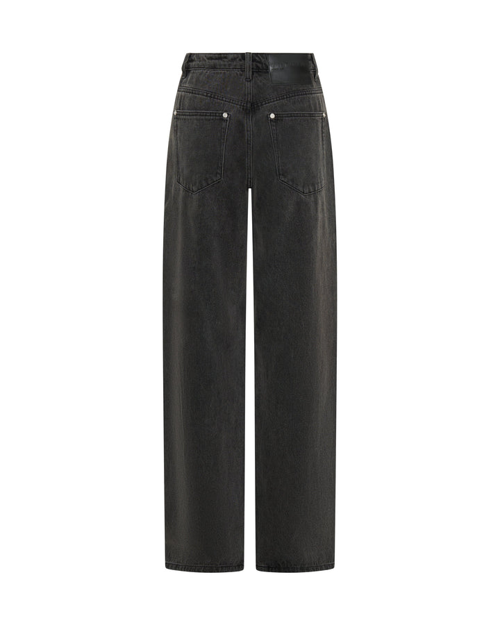 ONE TEASPOON Womens Jackson Mid Waist Wide Leg Studded Denim Jeans in Black