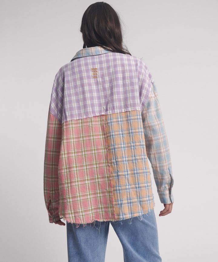 ONE TEASPOON Womens Panelled Flannel Oversized Shirt - Multi Check, WOMENS TOPS & SHIRTS, OneTeaspoon, Elwood 101