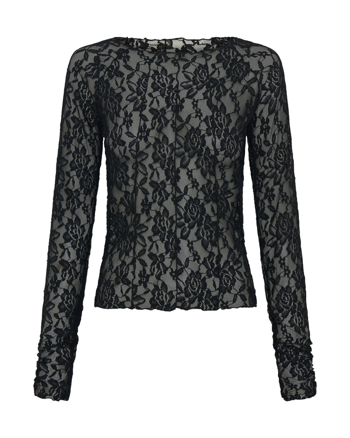 ONE TEASPOON Womens Wednesday Lace Long Sleeve Top in Black