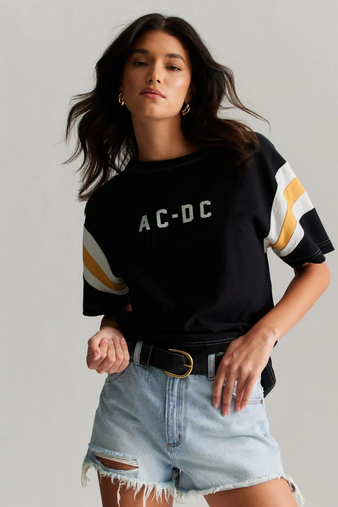 ROLLAS x ACDC Womens Sport Splice Tee - Washed Black, WOMENS TEES & TANKS, ROLLAS, Elwood 101