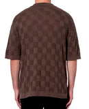 ROLLAS Mens Checker Knit Short Sleeve Shirt - Brown, MENS SHIRTS, ROLLAS, Elwood 101