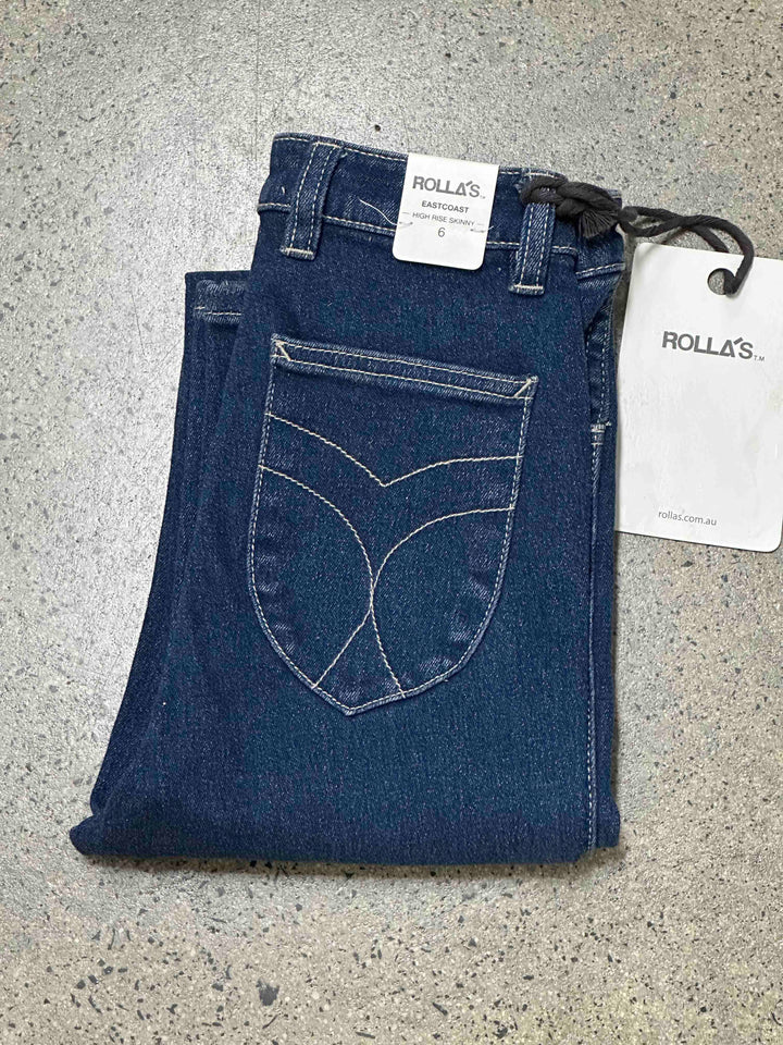 “ROLLAS Womens Eastcoast High Rise Skinny Jeans - Blue Rain, WOMENS DENIM, ROLLAS, Elwood 101