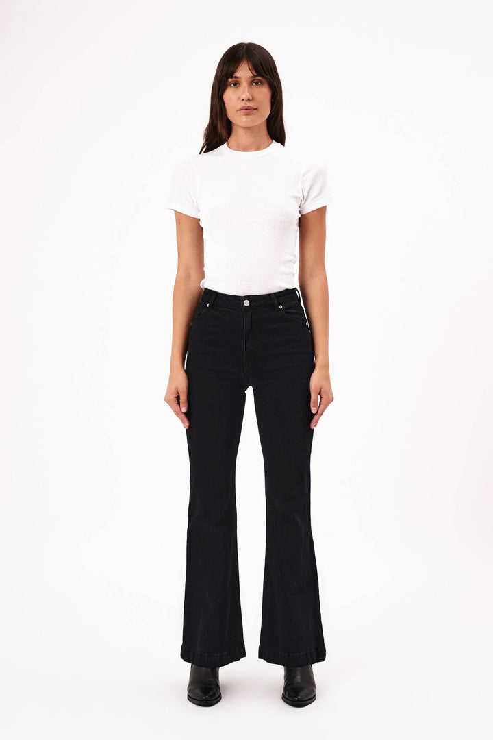 ROLLAS Womens Eastcoast Denim Flare - Black, WOMENS DENIM, ROLLAS, Elwood 101