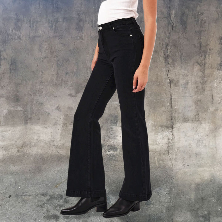 ROLLAS Womens Eastcoast Denim Flare - Black, WOMENS DENIM, ROLLAS, Elwood 101