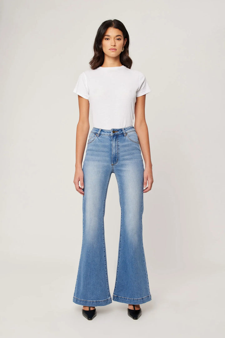 ROLLAS Womens Eastcoast Denim Flare Kate - Mid Vintage Blue, WOMENS DENIM, ROLLAS, Elwood 101