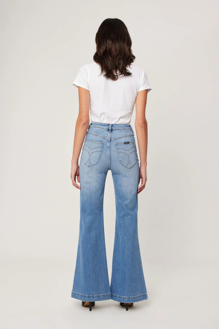ROLLAS Womens Eastcoast Denim Flare Kate - Mid Vintage Blue, WOMENS DENIM, ROLLAS, Elwood 101