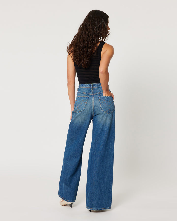 ROLLAS Womens Studio Flare Eclipse - Dark Vintage Blue, WOMENS DENIM, ROLLA'S, Elwood 101