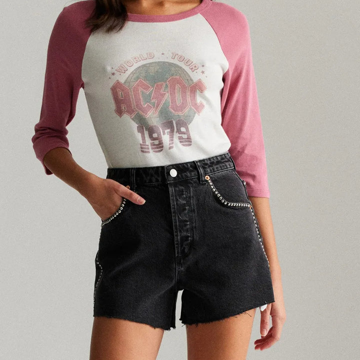 ROLLAS x ACDC Womens Mirage Short Thunder Stud - Washed Black, WOMENS SHORTS, ROLLAS, Elwood 101