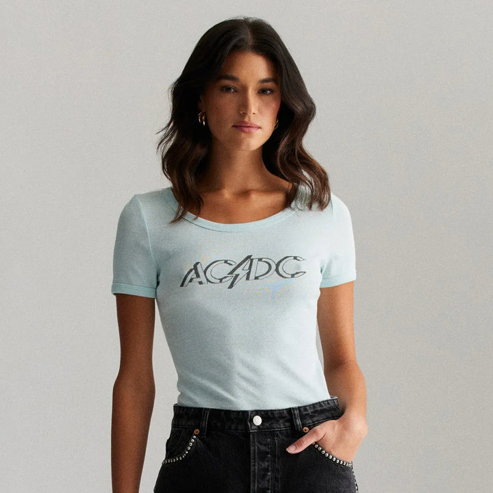 ROLLAS x ACDC Womens Old School Baby tee - Baby Blue, WOMENS TEES & TANKS, ROLLAS, Elwood 101