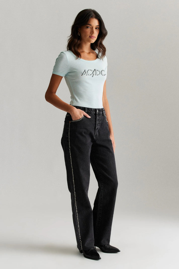 ROLLAS x ACDC Womens Old School Baby tee - Baby Blue, WOMENS TEES & TANKS, ROLLAS, Elwood 101