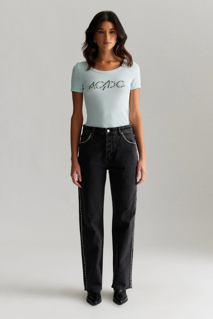 ROLLAS x ACDC Womens Old School Baby tee - Baby Blue, WOMENS TEES & TANKS, ROLLAS, Elwood 101