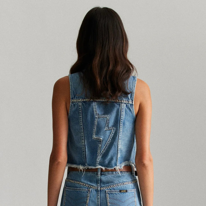 ROLLAS x ACDC Womens Morgan Vest - Stud, WOMENS TOPS & SHIRTS, ROLLAS, Elwood 101