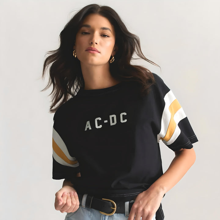 ROLLAS x ACDC Womens Sport Splice Tee - Washed Black, WOMENS TEES & TANKS, ROLLAS, Elwood 101
