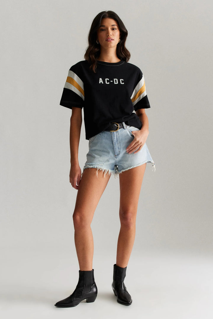 ROLLAS x ACDC Womens Sport Splice Tee - Washed Black, WOMENS TEES & TANKS, ROLLAS, Elwood 101