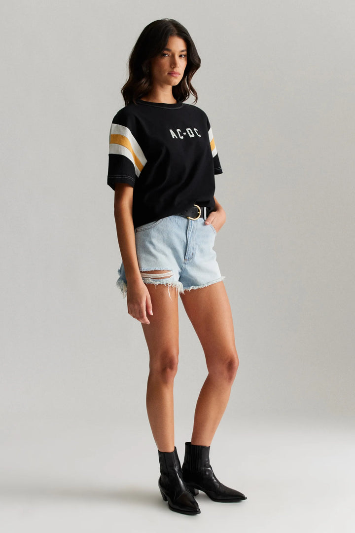 ROLLAS x ACDC Womens Sport Splice Tee - Washed Black, WOMENS TEES & TANKS, ROLLAS, Elwood 101