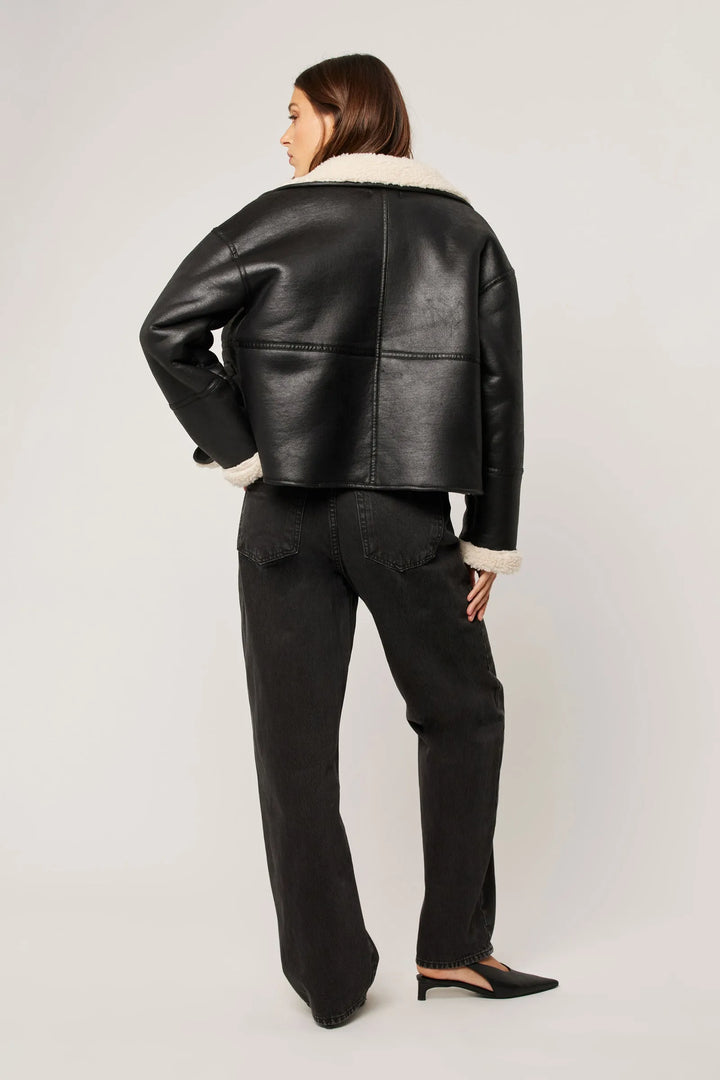 ROLLA'S Womens Reversible Faux Shearling Jacket - Black, WOMENS COATS & JACKETS, ROLLA'S, Elwood 101