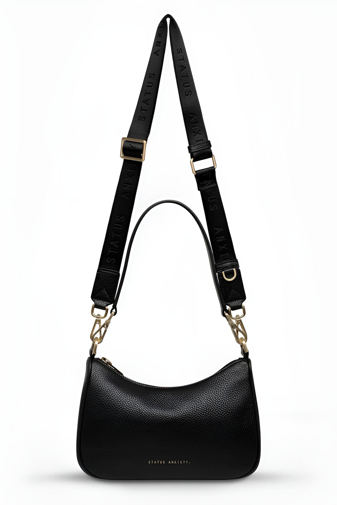 STATUS ANXIETY Womens Look Both Ways Leather Bag in Black w Brushed Gold, WOMENS BAGS & CLUTCHES, STATUS ANXIETY, Elwood 101