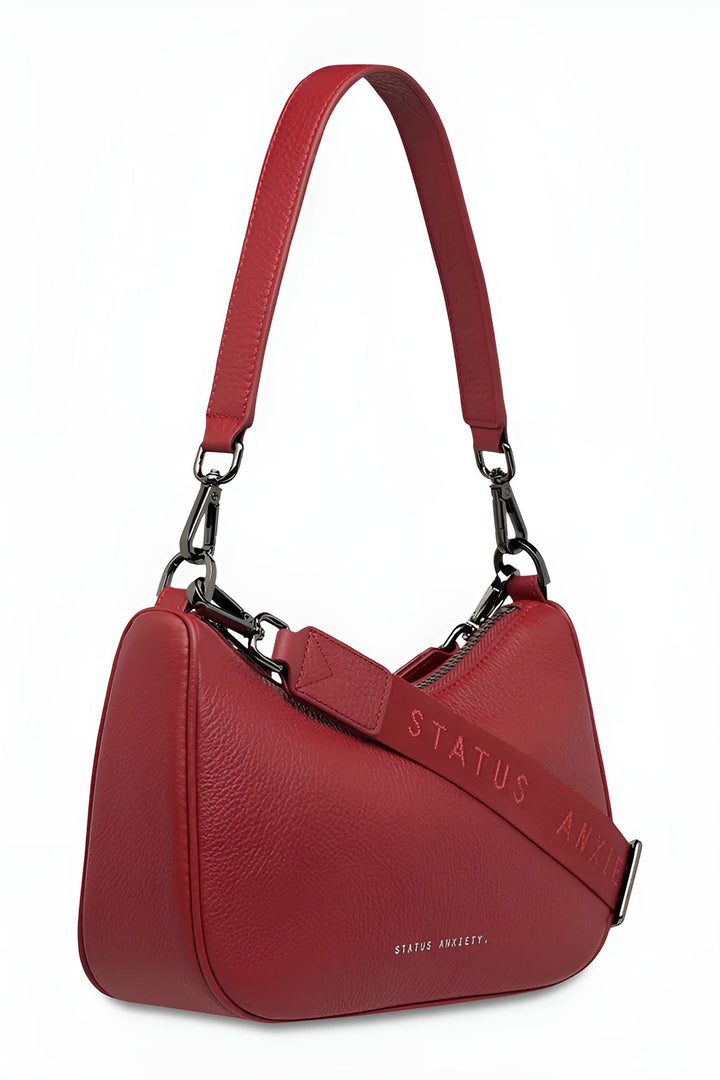 STATUS ANXIETY Womens Look Both Ways Leather Bag in Rouge, WOMENS BAGS & CLUTCHES, STATUS ANXIETY, Elwood 101