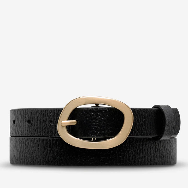 STATUS ANXIETY Womens Nocturne Leather Belt Black / Gold, WOMENS BELTS, STATUS ANXIETY, Elwood 101