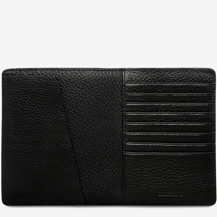 STATUS ANXIETY In Transit Leather Passport Wallet - Black, MENS & WOMENS WALLETS AND BAGS, STATUS ANXIETY, Elwood 101