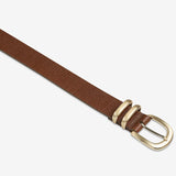 STATUS ANXIETY Womens Let It Be Leather Belt - Tan/Gold, WOMENS BELTS, STATUS ANXIETY, Elwood 101
