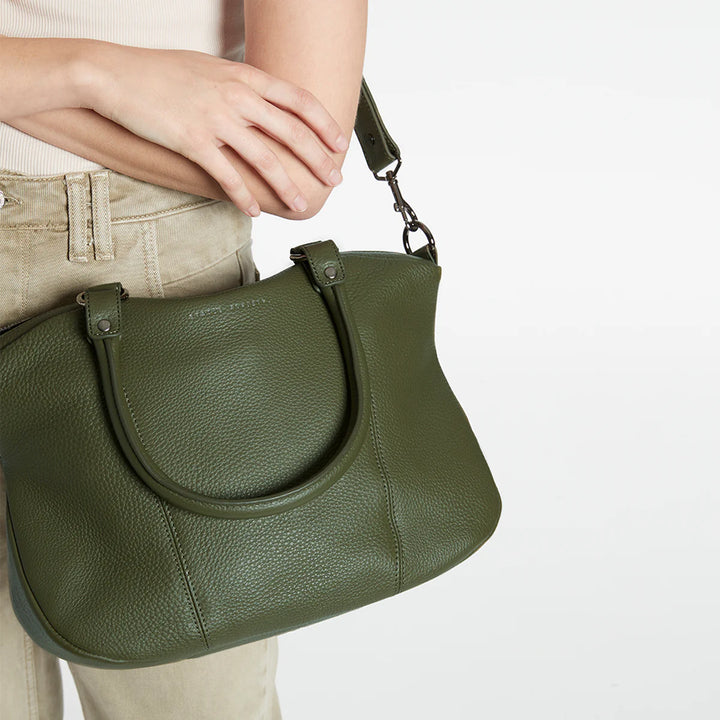 STATUS ANXIETY Womens Eyes To The Wind Leather Bag - Khaki, WOMENS BAGS & CLUTCHES, STATUS ANXIETY, Elwood 101