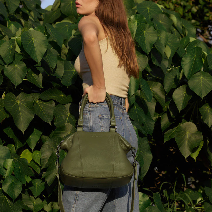 STATUS ANXIETY Womens Eyes To The Wind Leather Bag - Khaki, WOMENS BAGS & CLUTCHES, STATUS ANXIETY, Elwood 101