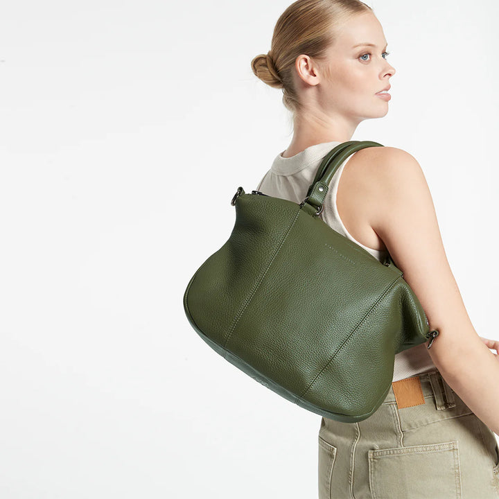 STATUS ANXIETY Womens Eyes To The Wind Leather Bag - Khaki, WOMENS BAGS & CLUTCHES, STATUS ANXIETY, Elwood 101