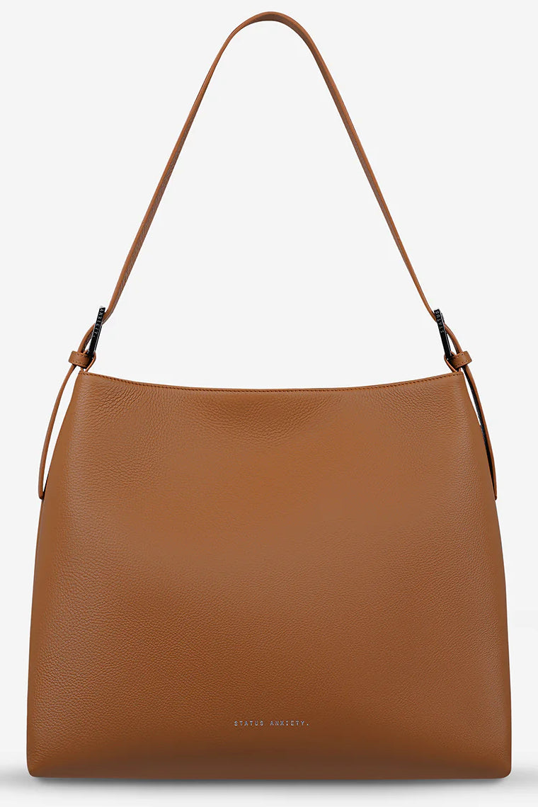 STATUS ANXIETY Womens Forget About It Leather Tote Bag - Camel, WOMENS BAGS & CLUTCHES, STATUS ANXIETY, Elwood 101