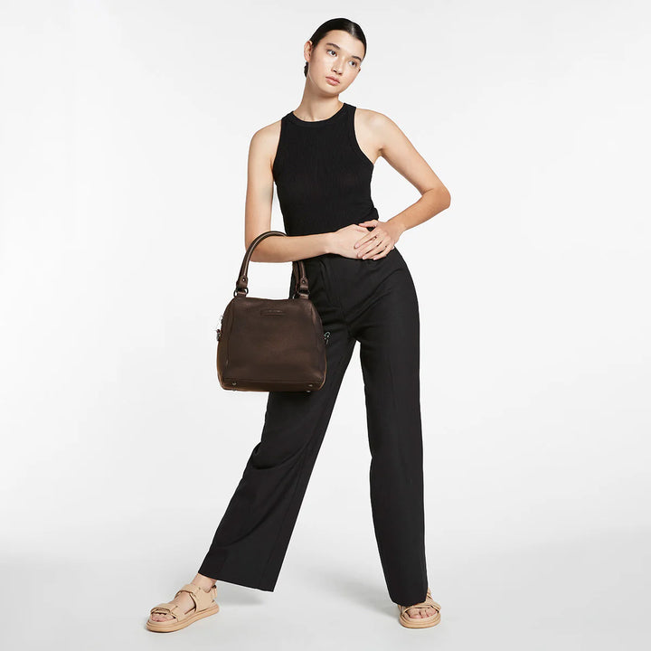 STATUS ANXIETY Womens Last Mountains Leather Bag in Cocoa, WOMENS BAGS & CLUTCHES, STATUS ANXIETY, Elwood 101