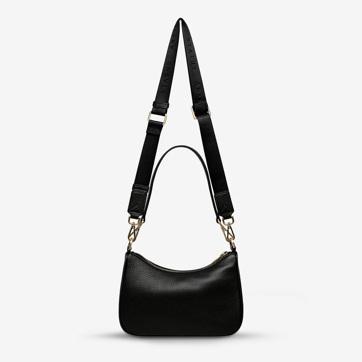 STATUS ANXIETY Womens Look Both Ways Leather Bag in Black w Brushed Gold, WOMENS BAGS & CLUTCHES, STATUS ANXIETY, Elwood 101