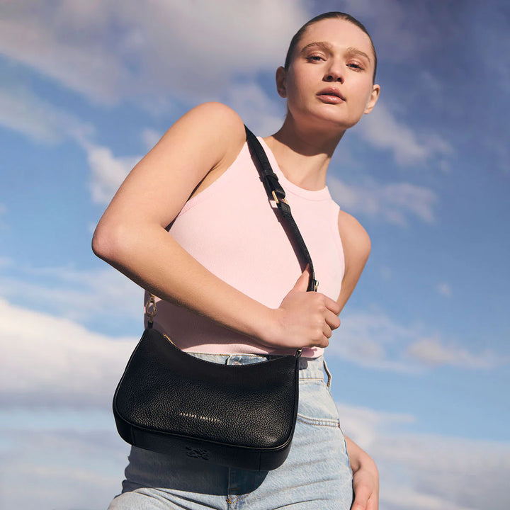 STATUS ANXIETY Womens Look Both Ways Leather Bag in Black w Brushed Gold, WOMENS BAGS & CLUTCHES, STATUS ANXIETY, Elwood 101