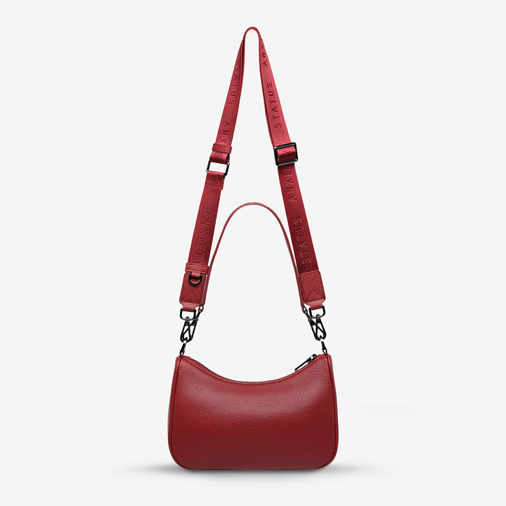 STATUS ANXIETY Womens Look Both Ways Leather Bag in Rouge, WOMENS BAGS & CLUTCHES, STATUS ANXIETY, Elwood 101