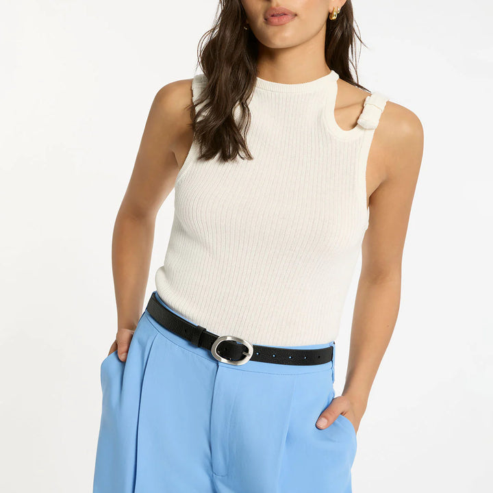 STATUS ANXIETY Womens Nocturne Leather Belt Black / Silver, WOMENS BELTS, STATUS ANXIETY, Elwood 101