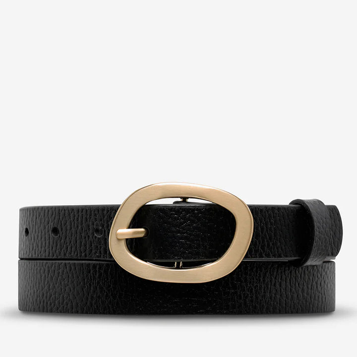 STATUS ANXIETY Womens Nocturne Leather Belt Black / Gold, WOMENS BELTS, STATUS ANXIETY, Elwood 101