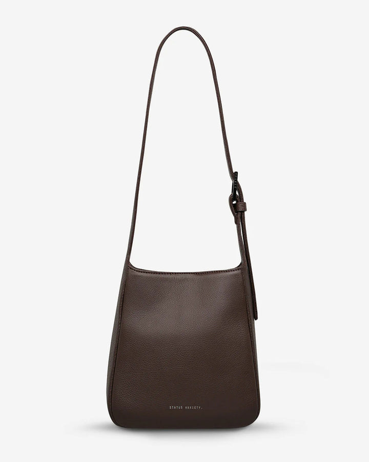 STATUS ANXIETY Womens Slipping Away Leather Bag in Cocoa, WOMENS BAGS & CLUTCHES, STATUS ANXIETY, Elwood 101