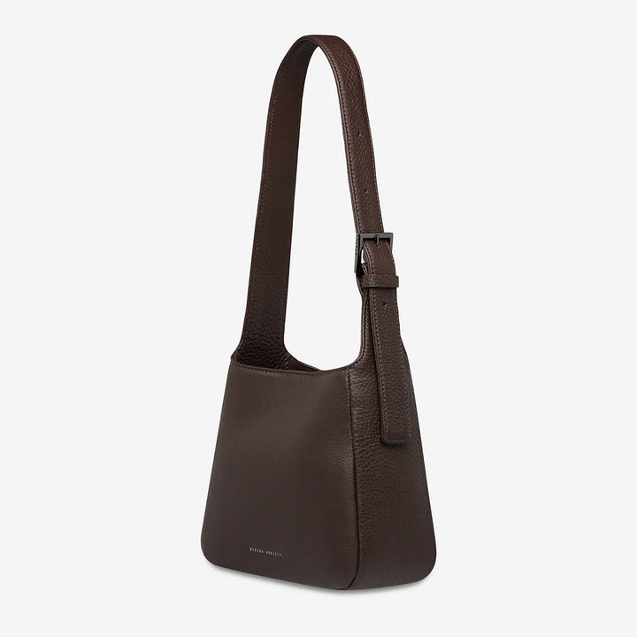 STATUS ANXIETY Womens Slipping Away Leather Bag in Cocoa, WOMENS BAGS & CLUTCHES, STATUS ANXIETY, Elwood 101