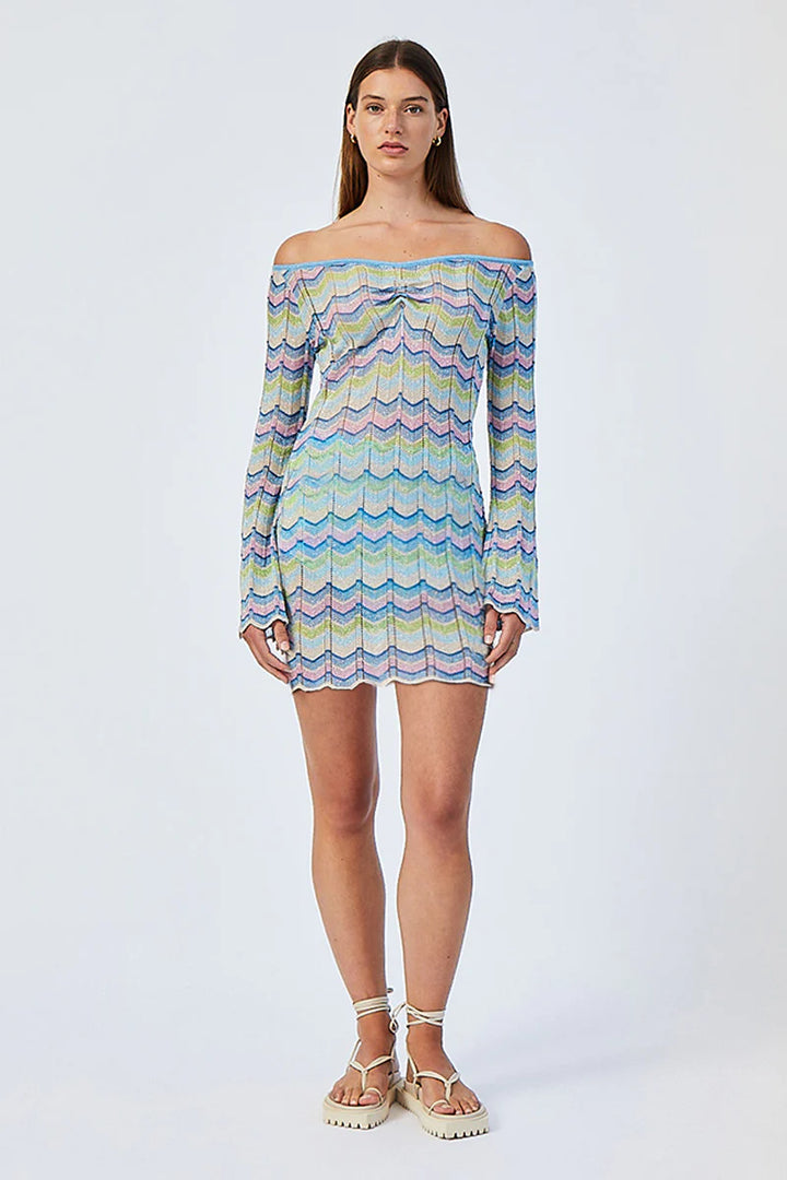 SUBOO Womens Karo Off Shoulder Chevron Knit Mini Dress - Multi, WOMENS DRESSES, SUBOO, Elwood 101