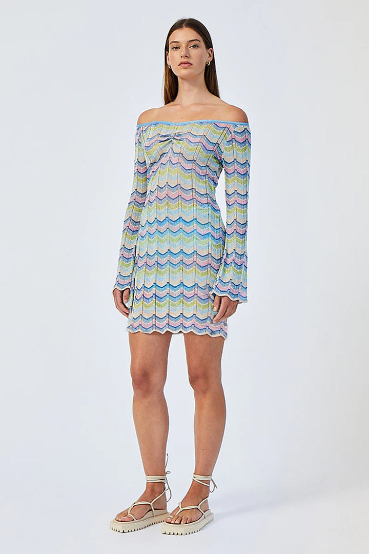 SUBOO Womens Karo Off Shoulder Chevron Knit Mini Dress - Multi, WOMENS DRESSES, SUBOO, Elwood 101